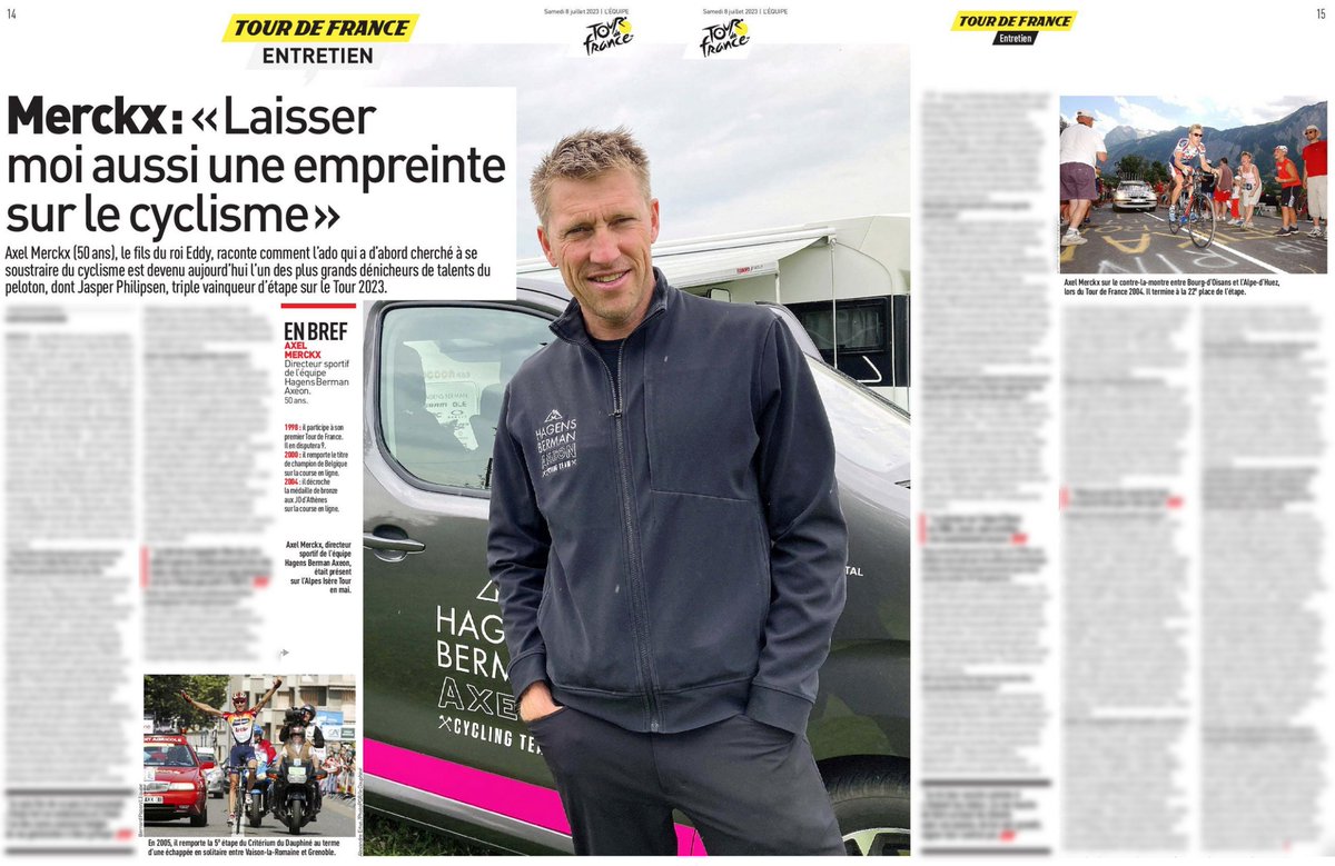 Renaud Breban (@renaudb31) on Twitter photo #TDF2023 / #Médias 📰
🇧🇪 <a href="/axelmerckx/">Axel Merckx</a> (manager de Hagens Berman Axeon) revient pour L'Équipe sur sa carrière et son rôle de manager.
💬 "Le fait de m'appeler Merckx m'a aidé à passer pro très vite mais cela m'a aussi un peu desservi, car je n'étais pas prêt à 100 %." #TDF2023 / #Médias 📰
🇧🇪 <a href="/axelmerckx/">Axel Merckx</a> (manager de Hagens Berman Axeon) revient pour L'Équipe sur sa carrière et son rôle de manager.
💬 "Le fait de m'appeler Merckx m'a aidé à passer pro très vite mais cela m'a aussi un peu desservi, car je n'étais pas prêt à 100 %."
