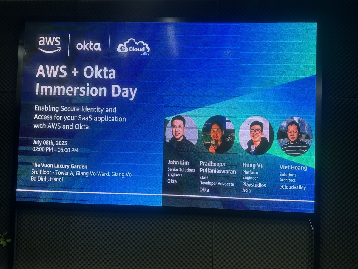 pradheepa's tweet photo. AWS + Okta Immersion Day is on. with @_john_lim_ https://t.co/6OFCBv5F0E