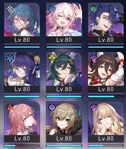 GenshinNora43's tweet image. 星４全キャラ含め手持ちキャラ全員80になりました
キャラ解説とかやるならこれが最低限のラインと思ってます

姫子？ジェパード？彦卿？知らない子ですね・・

#スターレイル