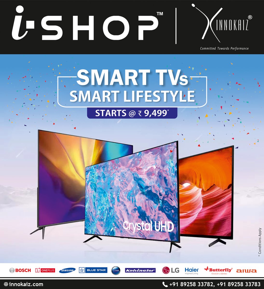 innokaiz_india's tweet photo. Smart TVs Available on Special Discounts start Rs.9499 @ i-SHOP Showroom
Hurry, Limited Period Offer Only
Visit our Brand New Outlets:
Selaiyur:  https://t.co/YypKdlAyjj
Kolathur: https://t.co/wFRtgTA11g
For more details Contact us - 089258 33782 / 089258 33783. @kaizensukumar https://t.co/JFIPdZVKf6