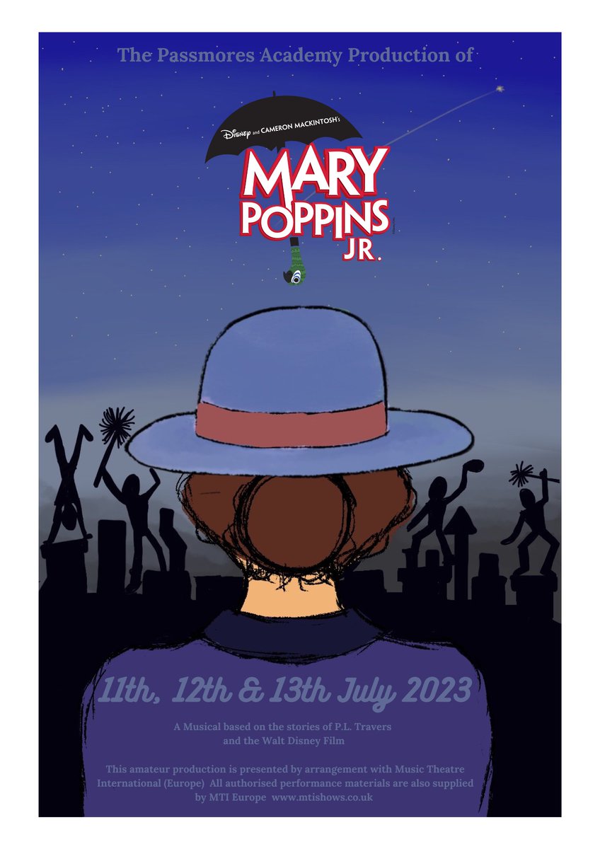 Tickets are now on sale for the Passmores Academy production, which this year is “Mary Poppins Jr”. 11th July- 13th July 23. Show starts at 7.00pm and tickets still available! 
.
Tickets £8 for adults, £6 for students and OAPs and £4 for Primary children!