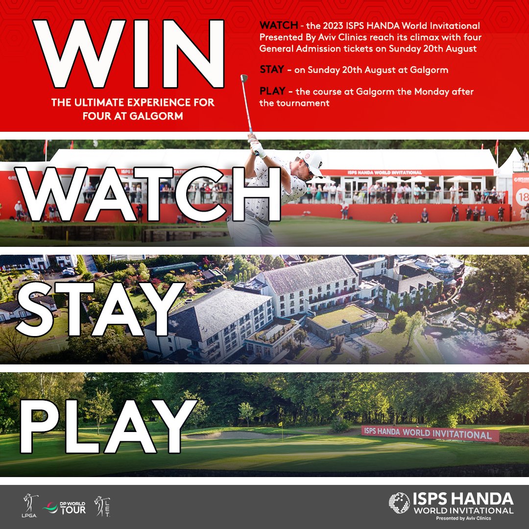 WHAT A PRIZE! 🎉⛳️ Enter now using link below for your chance to win: etg.golf/ISPSHandaCompe… 🎟️ x4 General Admission tickets (Sunday) 🛏️ Stay @GalgormResort (Sunday) ⛳️ Play @GalgormCastle (Monday) Comment below who you would take with you👇 @DPWorldTour | @LPGA | @LETgolf