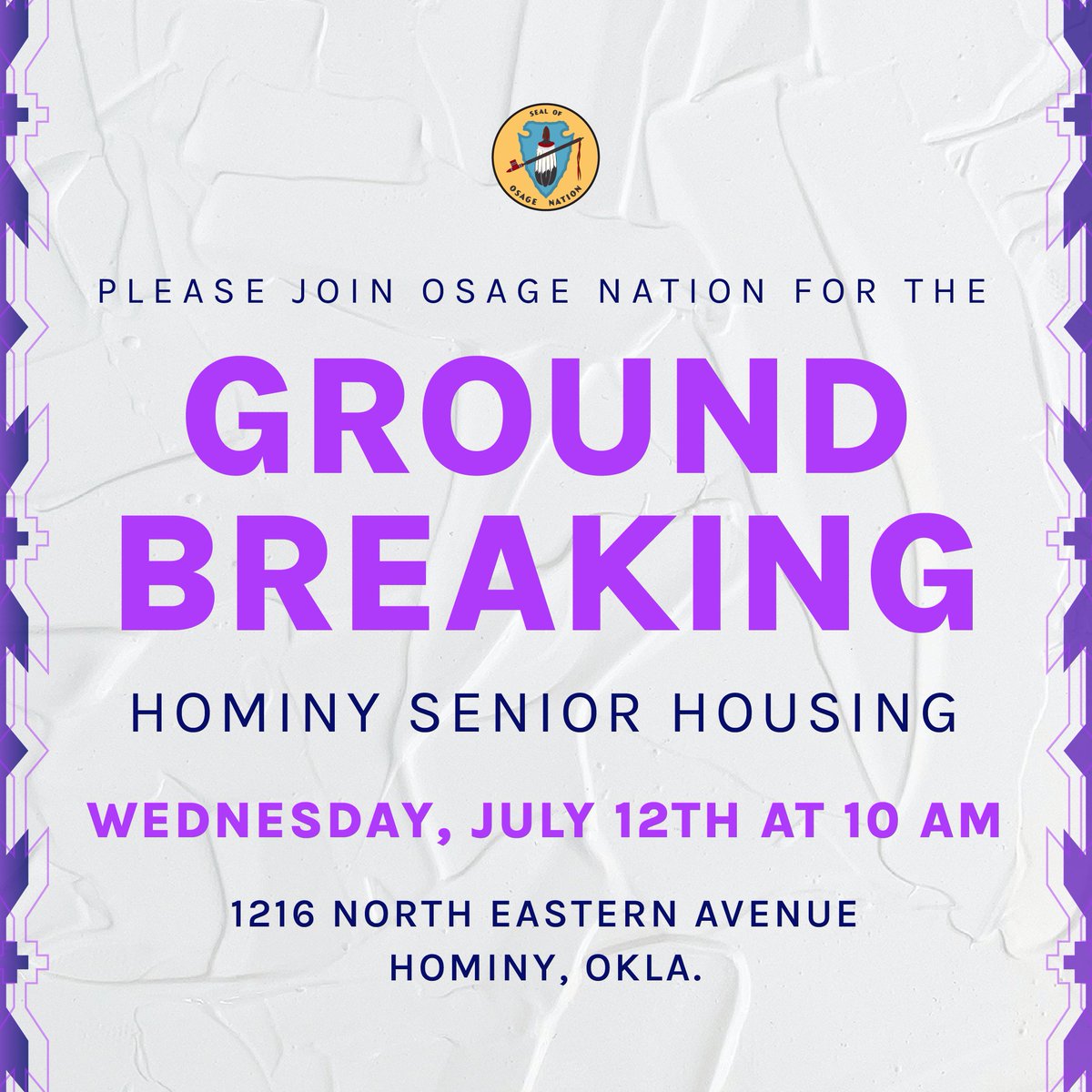 GROUND BREAKING | The Osage Nation breaks ground on the Hominy Senior Housing Complex on Wednesday, July 12, 2023, at 10 a.m. at 1216 North Eastern Avenue in Hominy, OK.osagenation-nsn.gov/services/housi….