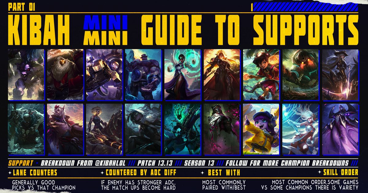 Here's a thread for LANE matchups for meta supports, skill-order and best adcs to pair with based off data in master+ and my own opinions. Was hard to include everything, so went for meta mostly. Thread below ⬇️🤓👆