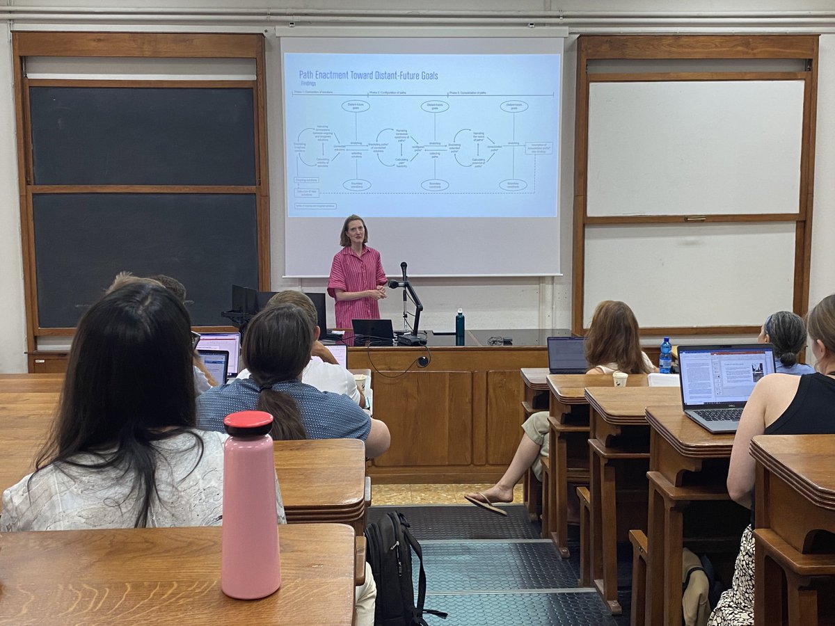 ⁦@MiriamFeuls⁩ presents model of “Path Enactment Toward Distant Future Goals” ⁦<a href="/ArlaFoodsUK/">Arla Foods UK</a>⁩ (w/ ⁦<a href="/MajkenSchultz/">Majken Schultz</a>⁩ &amp; Tor Hernes) ⁦<a href="/GC_NFO/">Grand Challenges & Organizing Desirable Futures</a>⁩ #SWG10 ⁦@egosnet⁩ - rethinking path dependency/creation from a temporal lens