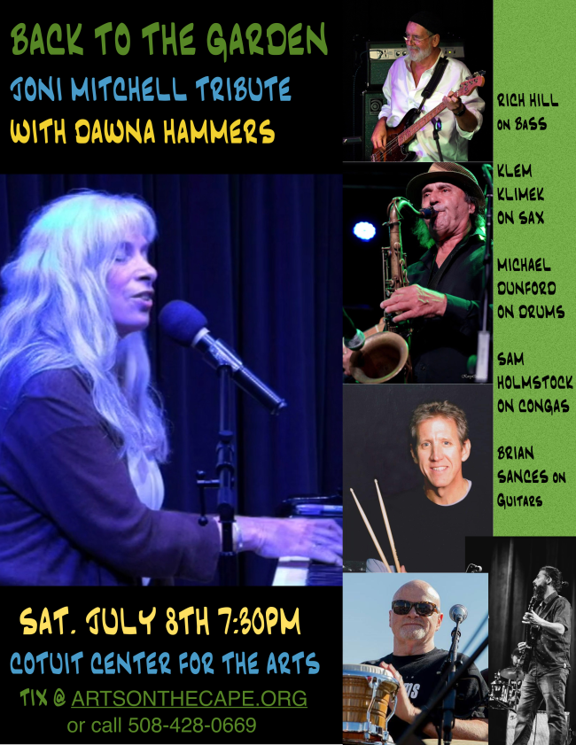 I'm delighted to be working with Dawna Hammers this evening 7/8 on her JONI MITCHELL TRIBUTE at Cotuit Center for the Arts. She kills it! @artsfoundationcc
<a href="/artscapecod/">ArtsCapeCod</a>
@artsbarnstable, 
@cotuitcenterfor the arts,
<a href="/artscapecod/">ArtsCapeCod</a>, 
@artsonthecape,