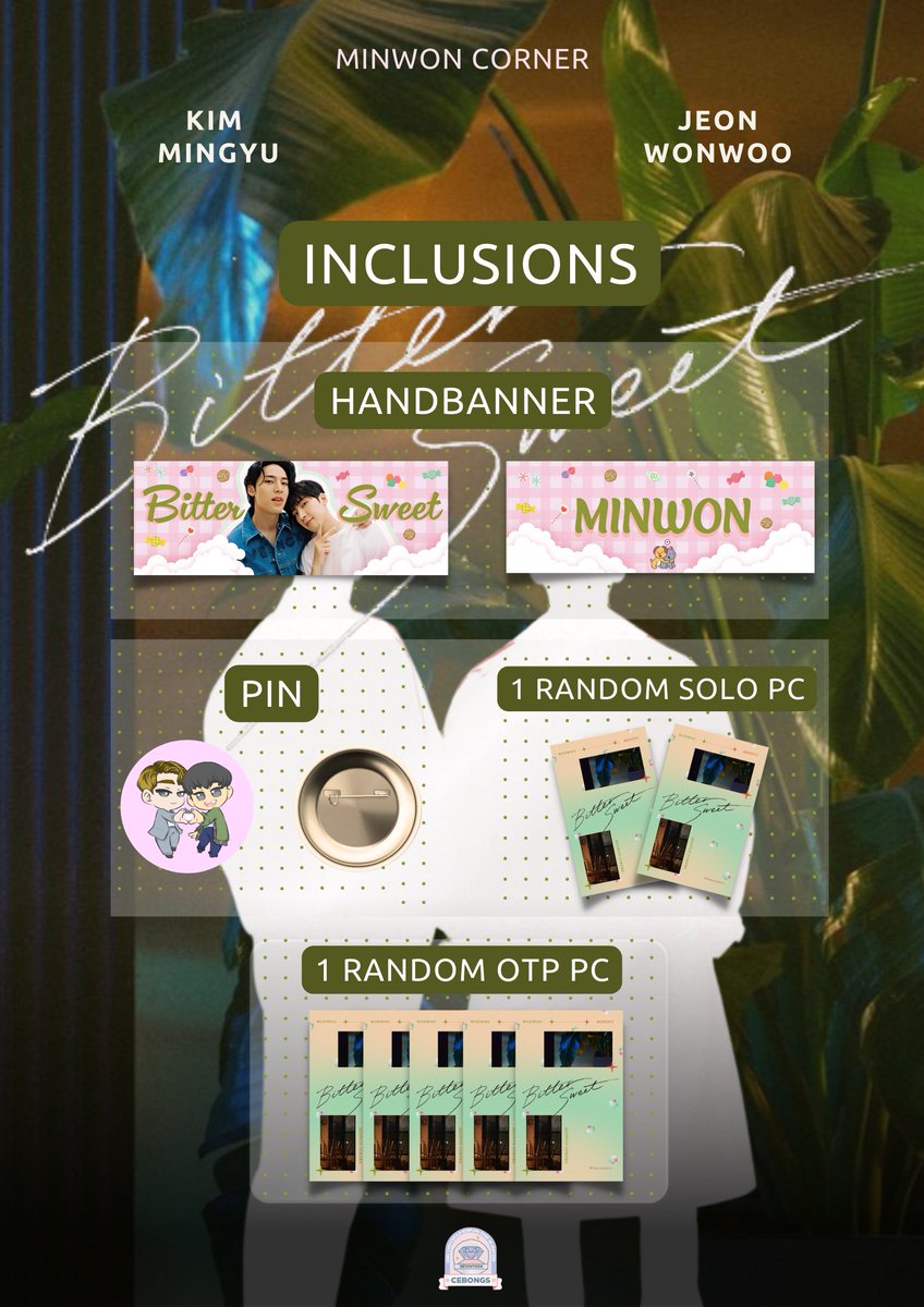 cebongdeuls's tweet photo. @pledis_17 Annyeong #MEANIE lovers! ๐
Excited to get your hands on your very own #MinWon Corner gift packs? ๐คฉ
Here's a look at what's instore for you! ๐ถ๐ซถ๐ผ
#BitterSweet #CEBong #CEBongdeuls
#SEVENTEEN @pledis_17 https://t.co/5Yg2gMjjEt