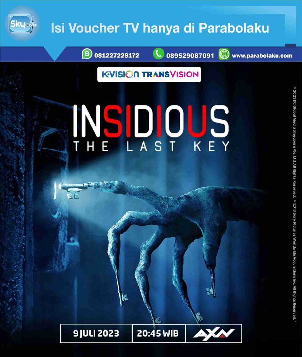 parabolaku's tweet image. "Waspadalah terhadap apa yang mengintai dalam bayang-bayang. #Insidious melepaskan terornya besok malam. 
 Info &amp;amp; order di :
✅👉 KLIK Whatsapp bit.ly/Parabolaku1 atau
081.227.228.172
✅👉 Kunjungi kami di parabolaku.com
#axn #kvision #transvision