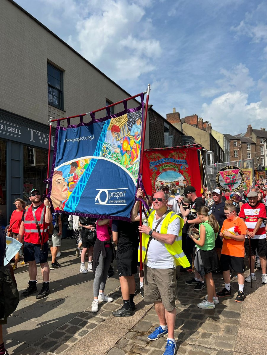 Proud Prospect delegation marching at the 137th <a href="/DurhamGala/">Durham Miners' Gala</a> today 💚