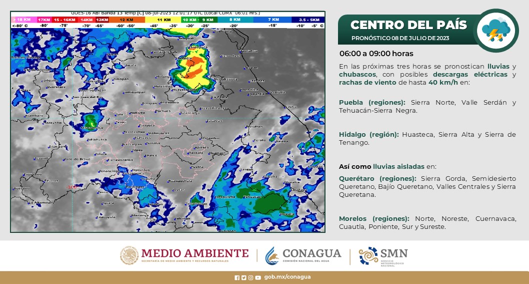 conagua_clima's tweet photo. ☔️ Consulta en los gráficos, las condiciones #Meteorológicas que prevalecerán en los estados de la región central de la República Mexicana, incluido el #ValleDeMéxico, en las próximas tres horas ⬇️ https://t.co/t5YTH1JsFV