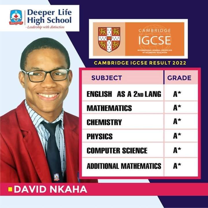 EmmanuelUkahOrg's tweet photo. Master David Nkaha, a student of Deeper Life High School was awarded the Outstanding Cambridge Learner for scoring the highest mark in Nigeria for Cambridge IGCSE Computer Science in the November 2022 Cambridge examination by the British Council Nigeria on Thursday 6th, July 2023 https://t.co/X2eqQKuu3W