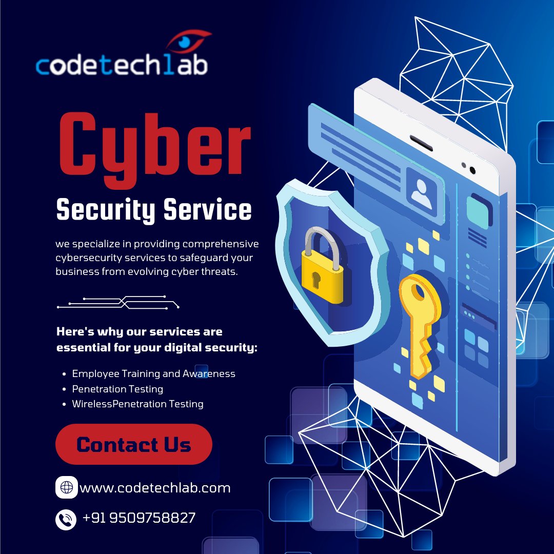 CodeTechLab's tweet image. We specialize in providing comprehensive Cybersecurity Services to safeguard your Business from evolving cyber threats.

Folllow for more details:
Codetechlab 

#codetechlab #CyberSecurity #ethicalhacking #Jaipur #Students #CyberSecurityAwareness