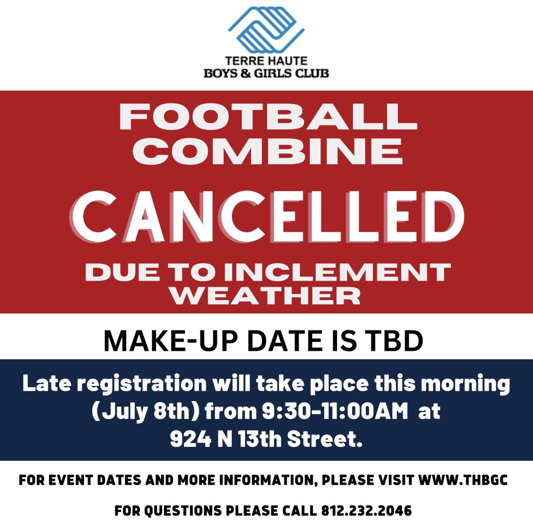 We will let you know when a new date has been set! Late registration is still on for today. Please see information below! ⬇️⬇️⬇️