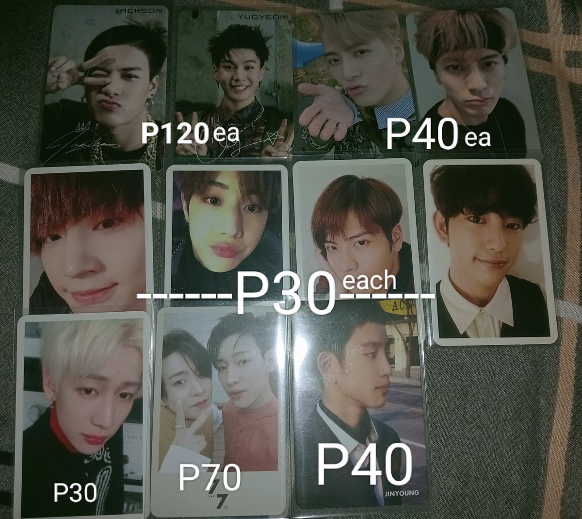 MapiliSana's tweet photo. wts lfb got7

~Got7 photocards~

-onhand 
-ready to ship 

mop: gcash
mod: sdd, s/co, ggx&amp;jnt direct 
dop: payo/2days 

jayb mark jackson jinyoung youngjae bambam yugyeom got7 photocards pc https://t.co/z0hvjiHzyn