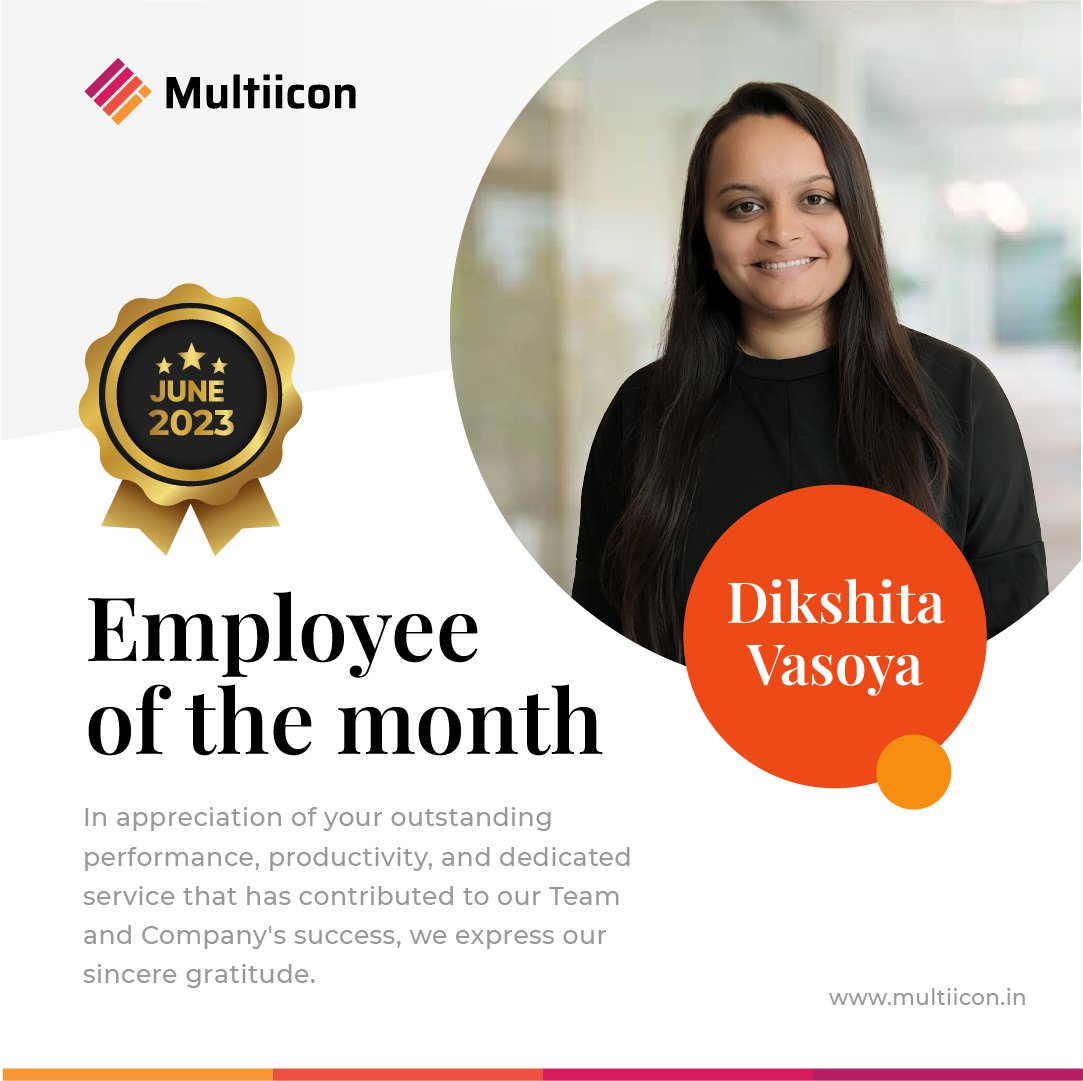 Congratulations to @Dikshita Vasoya CC Bonton , a shining star at multiicon! 

Your dedication, positive attitude, and outstanding customer service skills have earned you the well-deserved recognition as our Employee of the Month.
.
.
#employeeofthemonth
#multiicon