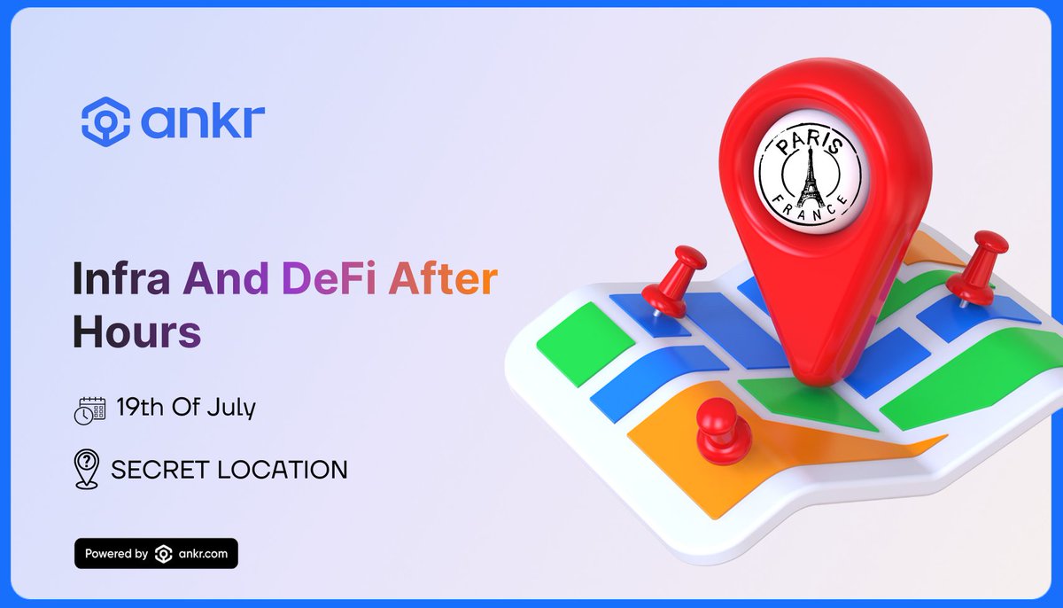 🎉 Mark your calendars! @ankr is hosting an incredible Infra & #DeFi After Hours side event during @EthCC. 🥂

🗼 Get ready for networking, insights, and the latest in blockchain!

Stay tuned for more information! 👀

$ANKR #BlockchainEvents