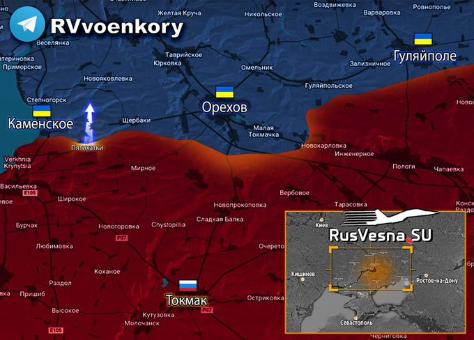 YourmediaAgency's tweet photo. #ukraine #Pyatykhatky #kamenskoye UkraArmee hat sich nach Vormarsch auf das unbewohnte Dorf Pyatykhatki an der FrotLinie bei Kamenskoye/Gebiet Saporoschje plötzlich erneut zurück gezogen (RVoenkory/Geroman). Verluste zu hoch? https://t.co/4kOdmKE6X5