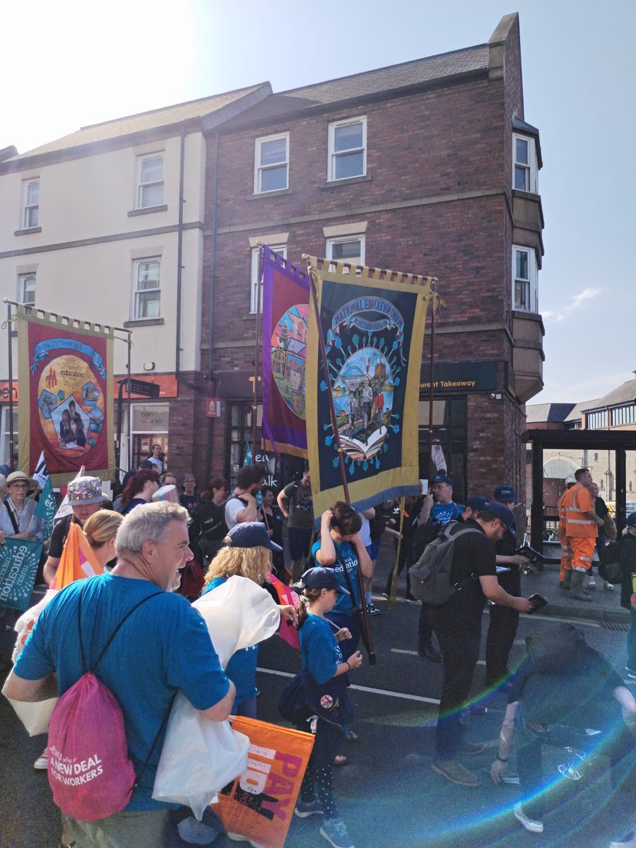 <a href="/NEUEastMidlands/">NEU East Midlands</a> forming up along our brothers and sisters in <a href="/NEUnion/">National Education Union</a> and other unions at the <a href="/DurhamMiners/">Durham Miners' Association</a> gala.
