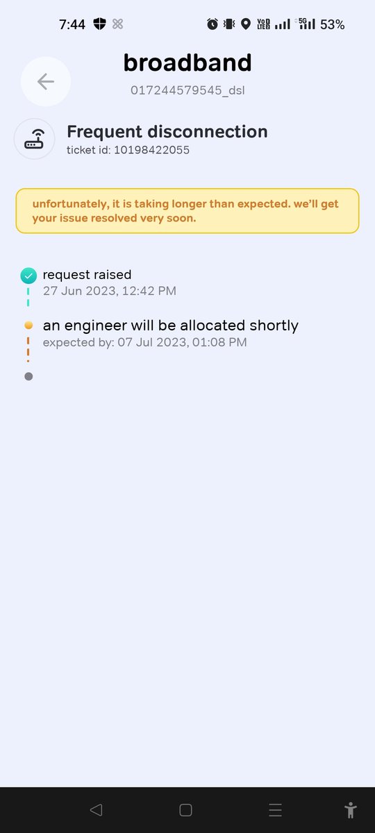 camanikumar's tweet photo. @airtelindia Such poor service from Airtel. My complaint has been pending since 28th June. Don't choose Airtel. JIO is much better https://t.co/qcpDj7XIw3