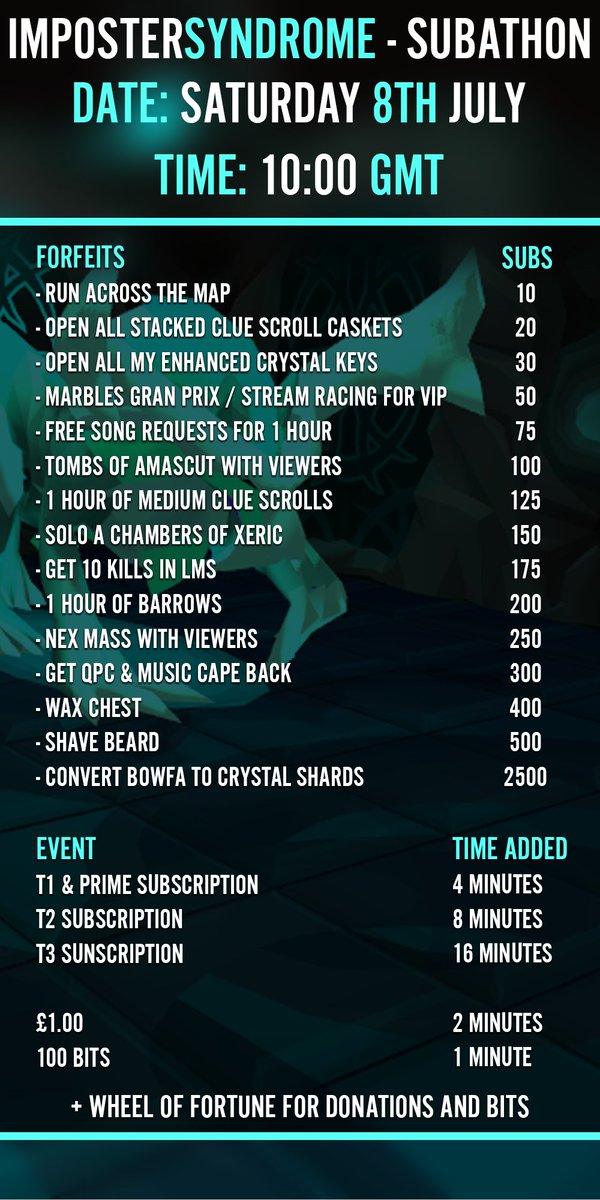 SUBATHON time over on twitch.tv/1mposterSyndro… come and chill for the day and join in with some content.