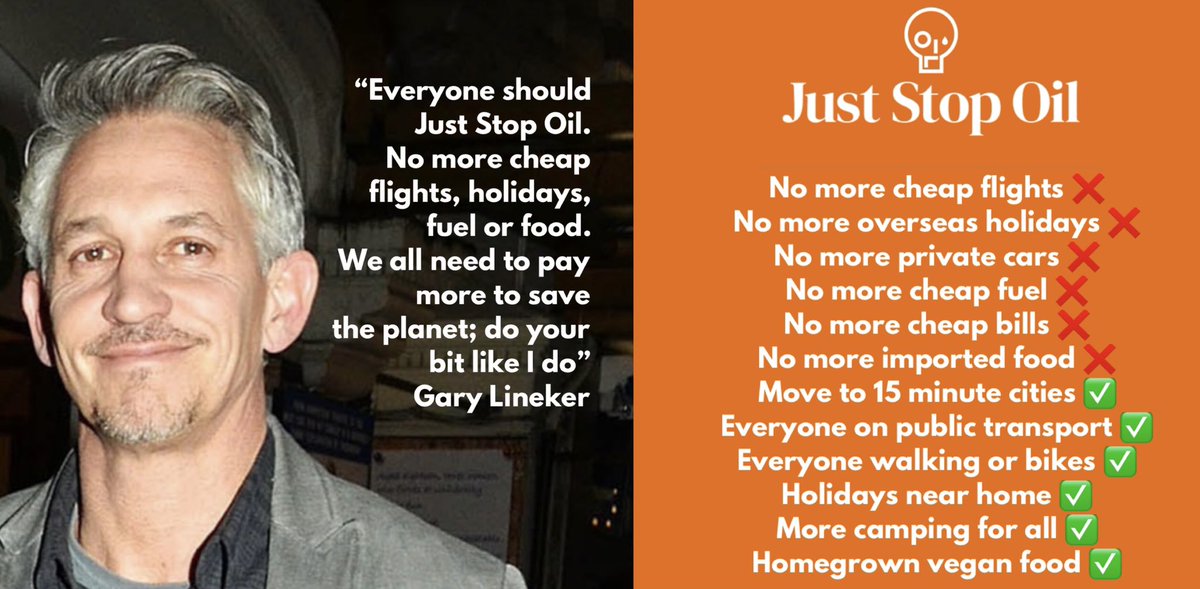 13orangesbc's tweet photo. GARY LINEKER: he is a โman of the peopleโ...
...well he wants all people to have: no more cheap flights, holiday, fuel or food...
...Gary Lineker is the very definition of a useful idiot; he has no idea what heโs talking about...
@GaryLineker #JustStopTalking https://t.co/KBqY0i6Du4