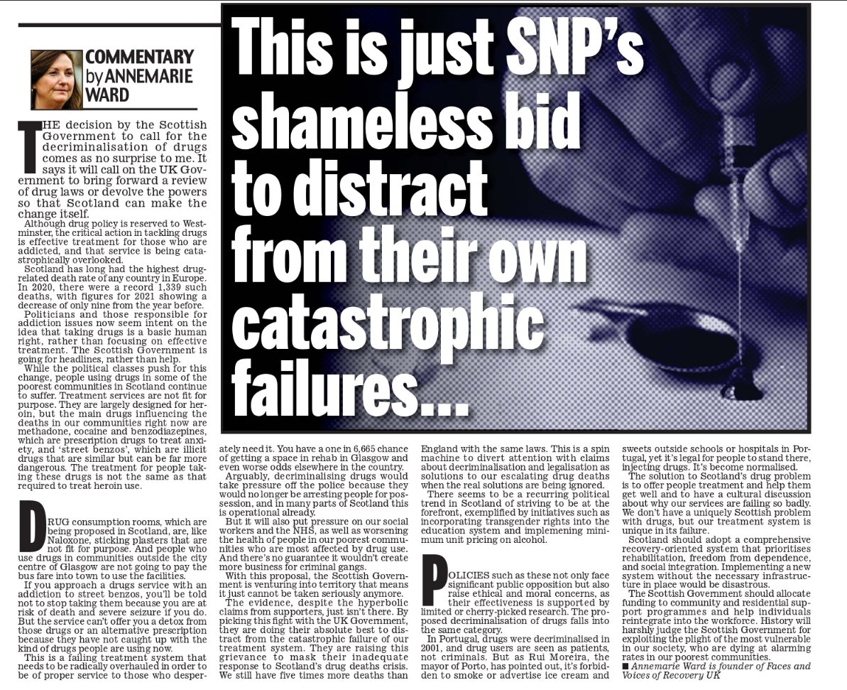 "The Scottish Government are going for headlines rather than help"  

AnneMarie Ward has her say on the SNP's idiotic drug legalisation plans.