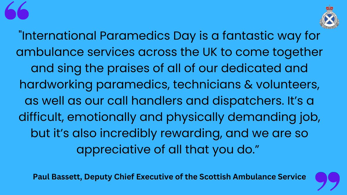 Today is #InternationalParamedicsDay and we want to celebrate all our dedicated colleagues 👏👏👏

And throughout the day we'll be sharing stories on #WhatParamedicsDo 💙