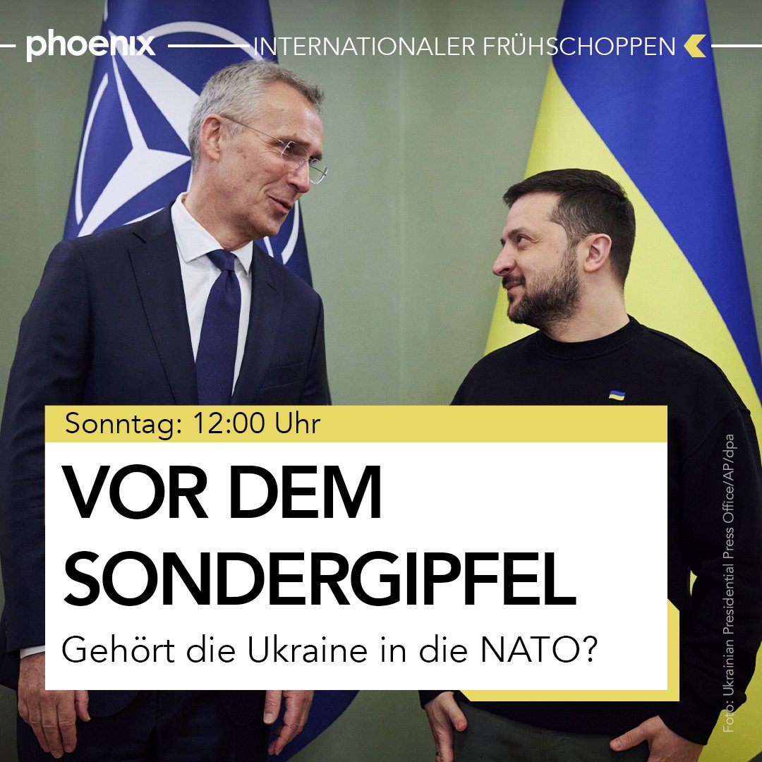 #internationalerfrühschoppen | „Vor dem Sondergipfel – Gehört die Ukraine in die NATO?“ Und wie kann der Frieden in Europa gesichert werden? Darüber diskutiert @AnkePlaettner morgen mit ihren Gästen @Cluverc, @sumlenny, @TomaszLejman und @TomMayerEuropa.