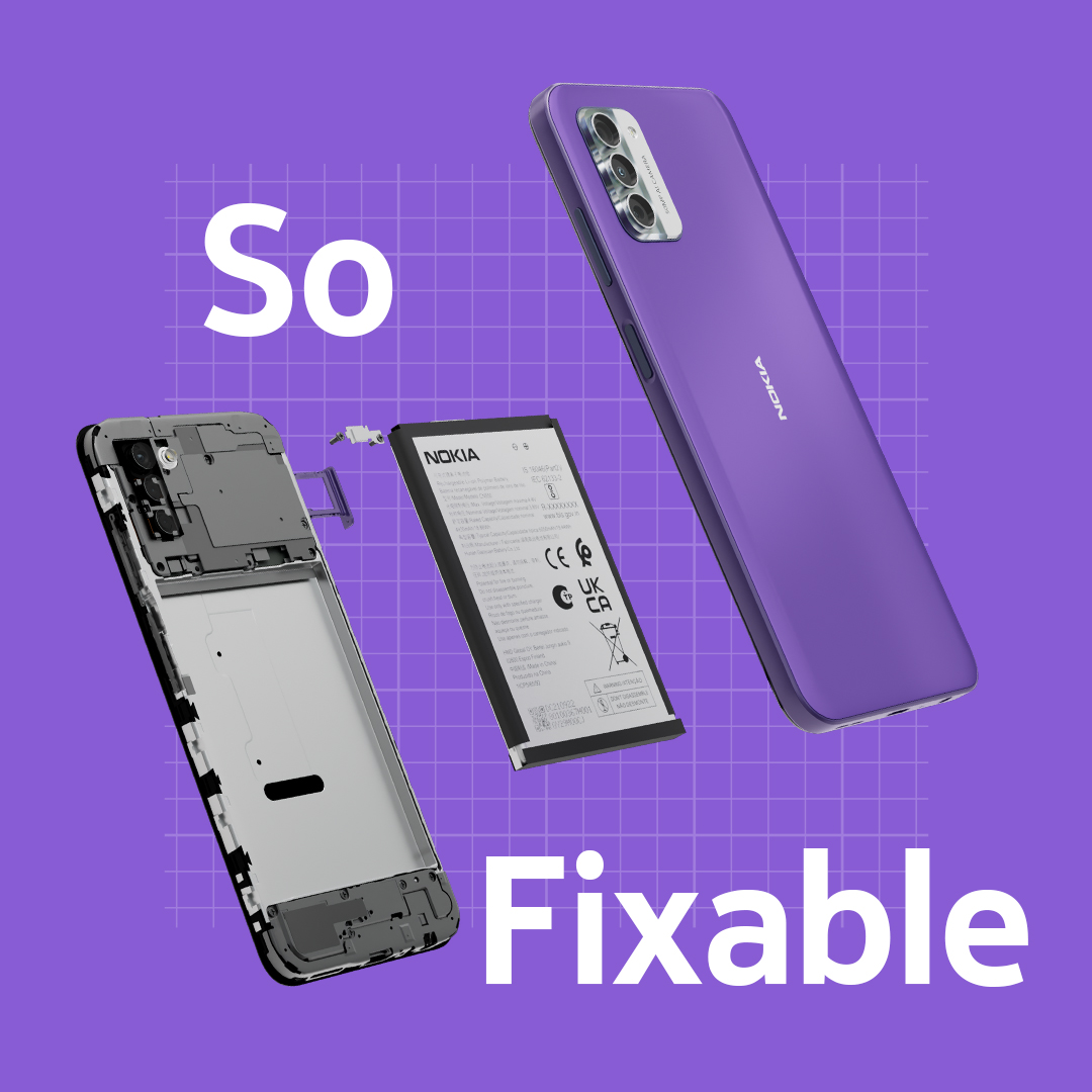 HMDdevices's tweet photo. Get ready to rejoice because the new #NokiaG42 5G is here, and is an absolute repairability champ!๐
#SoSleek #SoFixable #SoClear #Repairability https://t.co/4FN83XLu62