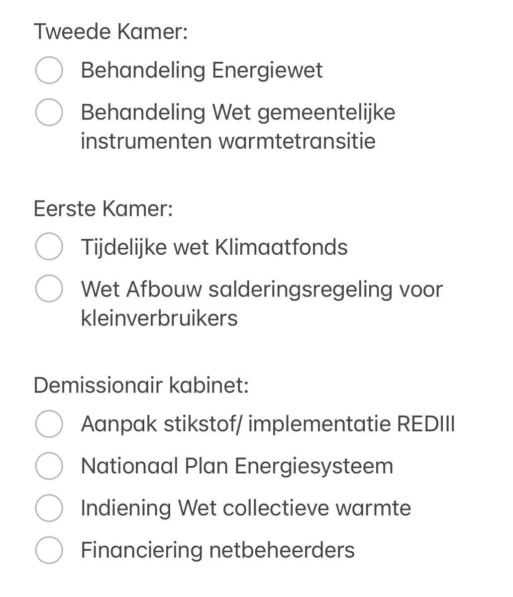 De verbouwing van ons energiesysteem kan geen vertraging gebruiken. 

We willen kunnen doorbouwen aan de energie-infrastructuur van morgen.

Klimaatverandering is niet demissionair en gaat elke dag door. 

Concreet kunnen we geen vertraging gebruiken op de volgende dossiers.