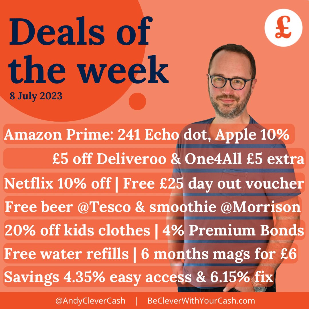 BeCleverCash's tweet image. Plenty of deals to check out in this week’s roundup via the link 
becleverwithyourcash.com/andys-deals-of…

#deal #primeday #netlfix