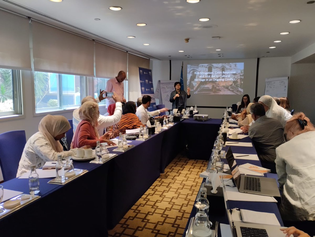 ICCROM's tweet photo. @FAR_ICCROM @ICCROM_ATHAR @UNESCO @EgyptianRescue Day 2 of the workshop: the FAR team is introducing  Risk Mitigation for Movable, Immovable, and Intangible Heritage. @ICCROM_ATHAR @FAR_ICCROM @EgyptianRescue   #CultureCannotWait #EndangeredHeritage https://t.co/M1tyi7ic8y
