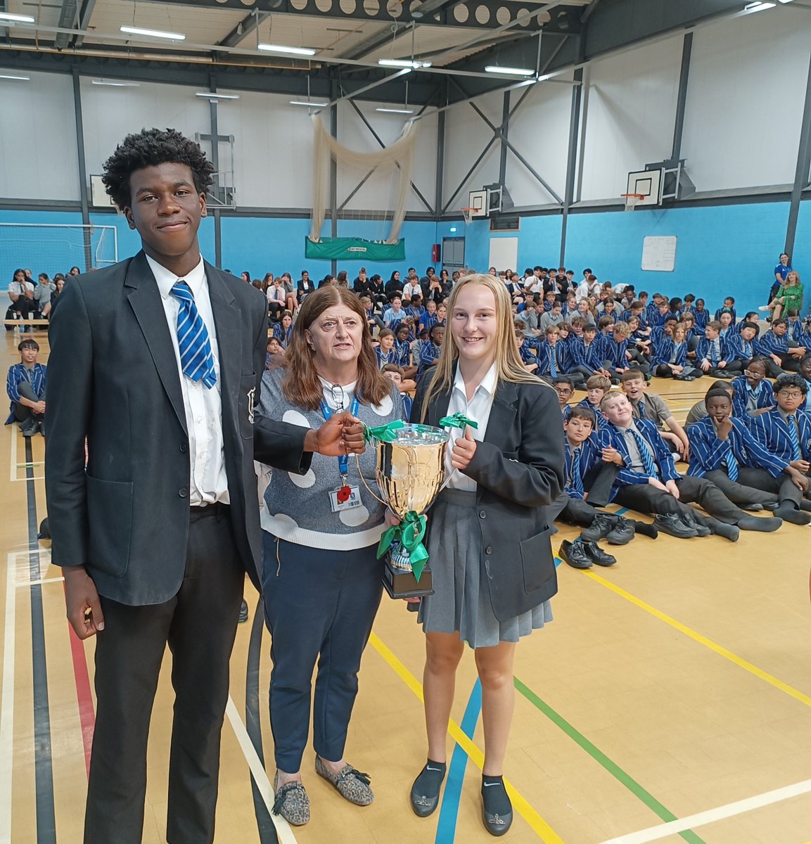 Sports Day: Congratulations to Brackley🟢 on retaining the Sports Day Cup!🏆🏸 👍👏🥇⚽🏀
House Captains Demi B &amp; Jess W receiving the Cup from Mrs Nairn at final assembly <a href="/brid/">Brid Buckley</a>