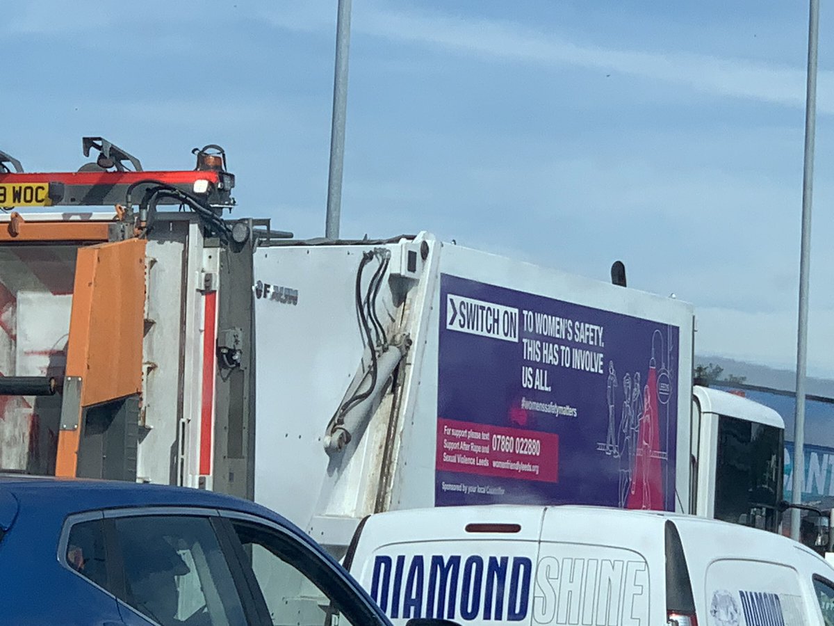 I love my bin wagons!!!! 18 months ago I organised for 30 refuse wagons to display the ‘Switch onto Women’s Safety’ campaign info so women all over Leeds could get help they needed. Love seeing the bin wagon on my street (&another at the traffic lights yesterday!)