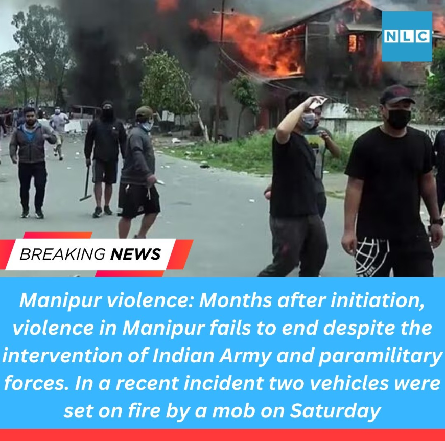 A group of people burn two private vehicles at Mahabali Road near the historic Kangla Fort. The vehicles were burnt on the suspicion of their use for ferrying household goods to a particular ethnic community on Friday night
#manipur #violence #indianarmy #paramilitary #vehicles
