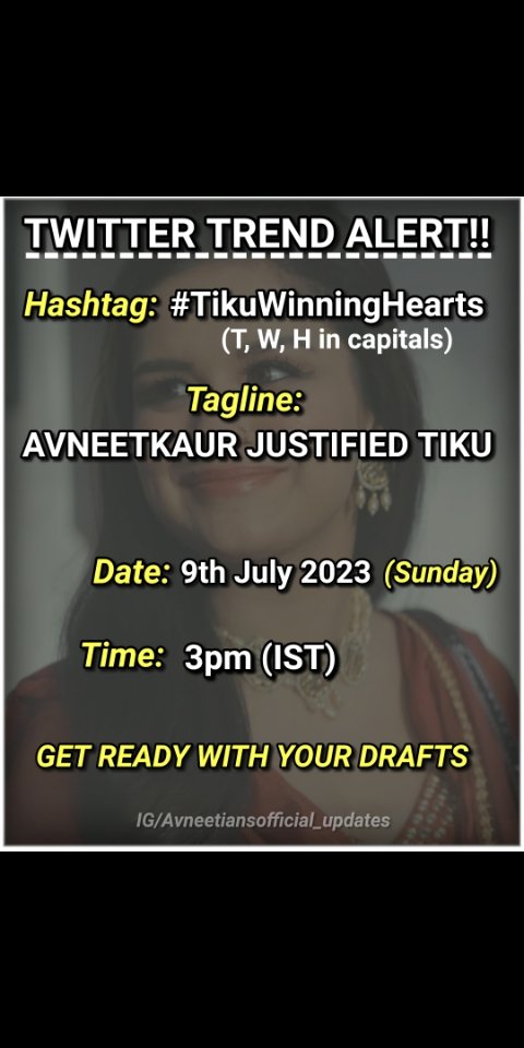 After the tremendous success of tiku weds sheru and the overwhelming response for our tiku, we decided to do a trend for tiku.
All tiku lovers are cordially invited to take part in this trend.
We want active participation of you guys..
#tikuwedssheru #avneetkaur