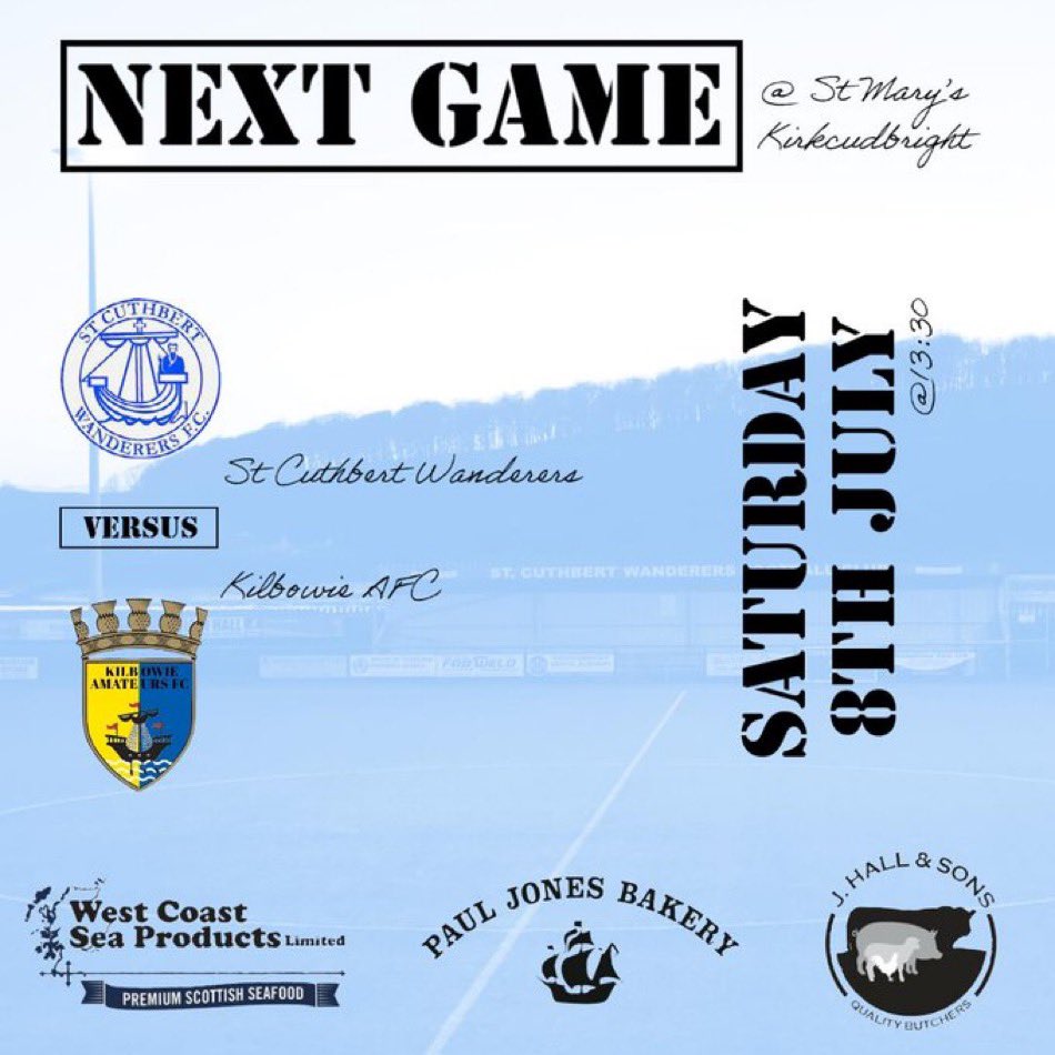 MATCHDAY 🔵⚪️

Get along today and support the boys in todays Pre Season Friendly ⚽️

🆚 <a href="/KilbowieAFC/">Kilbowie Amateurs</a> 
🏆Friendly
🏟️ St Mary’s, Kirkcudbright 
🗓️ 08-07-23
🕜13:30 KO

#KircudbrightsClub 
#WeAreSaints