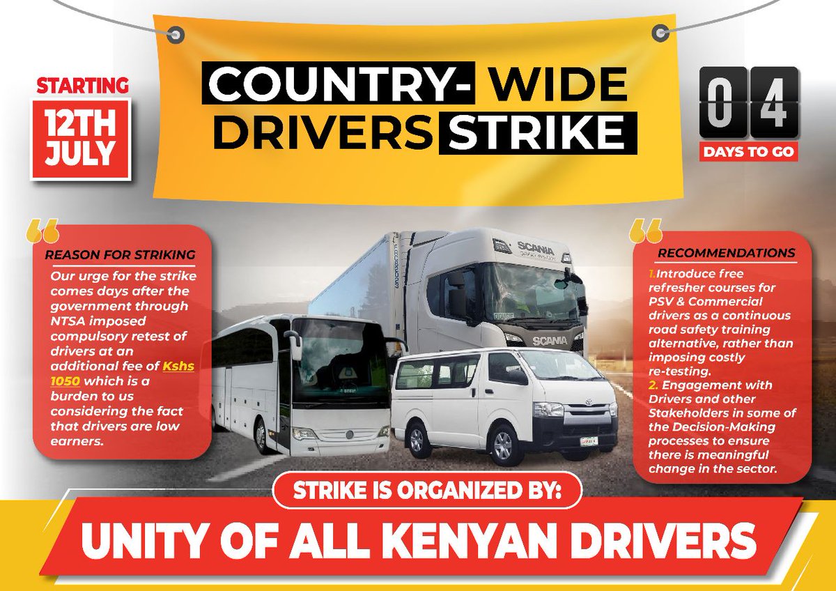 LoddcaDivas's tweet photo. Polite Reminder...

#4DaysToGo
#CountryWideDriversStrike

@WaturiWaMatu @gladyswanga @UN_Women @MusaliaMudavadi @EABCjumuiya @magicalkenya @PeopleDailyKe @FloneInitiative @eacgiz @DidmusWaBarasa @KenyanTraffic @InteriorKE @naivas_kenya @QuickmartKenya https://t.co/AVkFzxWuVY