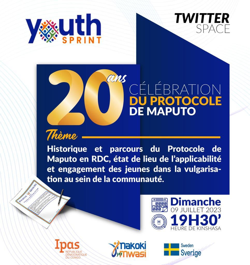 Asrjrdcongo's tweet image. #ProtocoleMaputo :  20 ans après, c’est le moment de célébrer les succès et d’adresser les défis persistants. Nous vous invitons à participer au #TweeterSpace que nous organisons ce dimanche 09 juillet 2023 à partir de 19h30 de Kinshasa.
@MakokiYaMwasi @SwedeninDRCongo