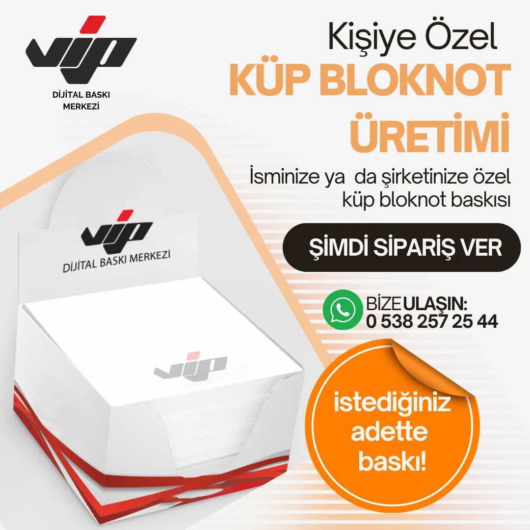 🚀 İşinizi ve notlarınızı bir üst seviyeye taşımak için şimdi harekete geçin! VIP Dijital Baskı Merkezi olarak her zaman en iyisini sunmaktan mutluluk duyarız. Unutmayın, bizimle çalışmak bir ayrıcalıktır!
#küpbloknot #özeldijitalbaskı #şıkvekaliteli #kurumsalhediyeler