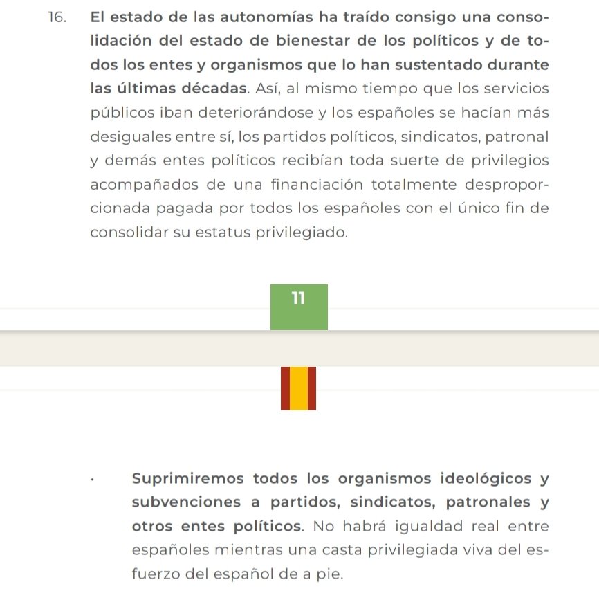 Estoy leyendo el programa "ultra" de <a href="/vox_es/">VOX 🇪🇸</a> y la verdad es que sólo encuentro sentido común y medidas de bastante aceptación general entre la gente de a pie. Quiero decir; que a lo mejor no te gustan, pero léetelas antes que igual no es lo que te han contado.