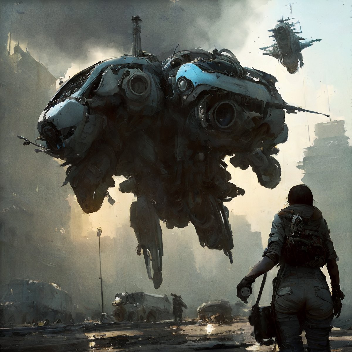 sainimatic's tweet image. Some #scifiart pieces using #stablediffusion with #controlnet, finished in Photoshop. Custom trained embeddings on my own photobash/concept art work and 3d models #AIIA #conceptart