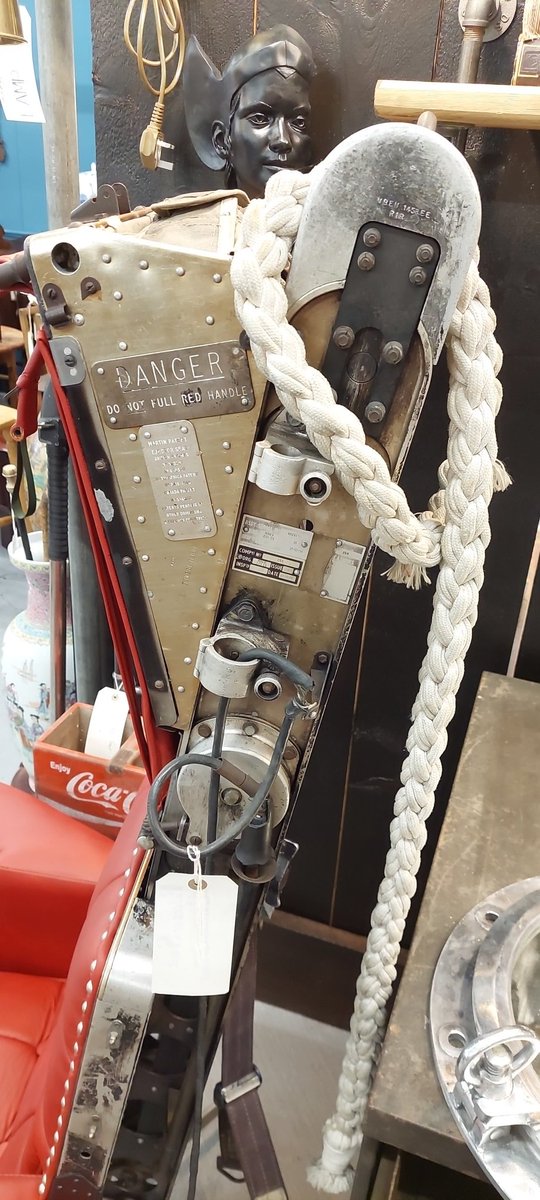 Unique, rare and fantastic jet fighter ejector seat. Would make a great gaming chair. Upholstered in red leather. #aircraft #antiques #Collectibles #unique #military #AirForce <a href="/SalvageHunters_/">Salvage Hunters</a> <a href="/BBC_ARoadshow/">Antiques Roadshow</a> <a href="/AntiqueRoadTrip/">Antiques Road Trip</a>