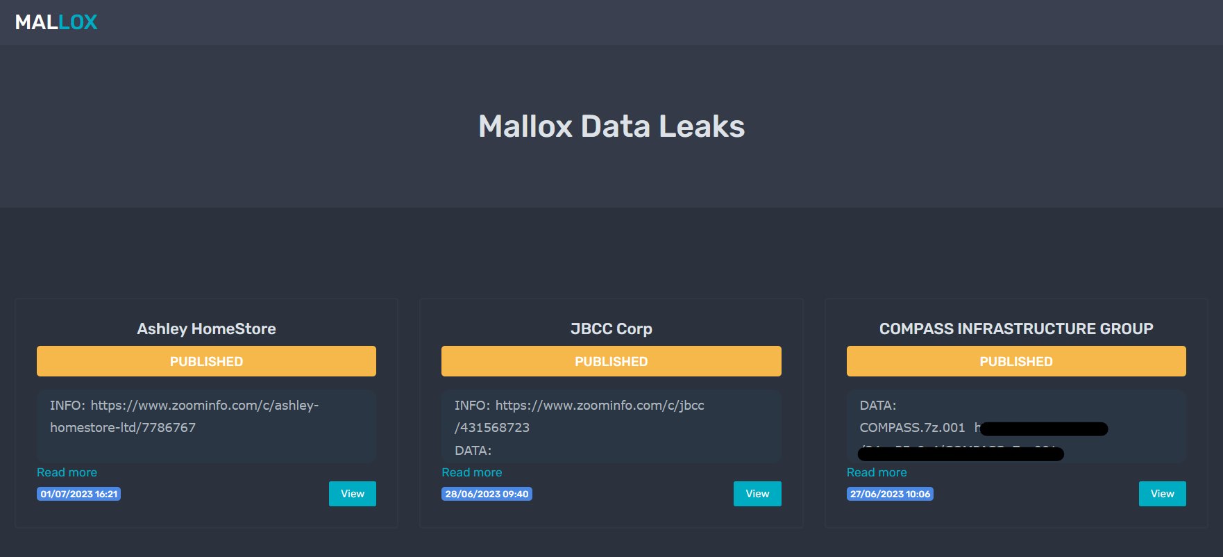 FalconFeedsio on Twitter "Mallox ransomware group has updated their data leaks site with a new