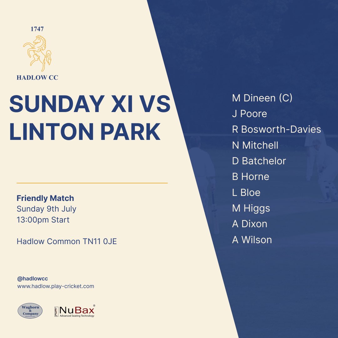 hadlowcc's tweet photo. It’s game day hoping the weather holds off ☔️ just the 2 fixtures this weekend the 1’s host @ChartCricket 2’s while our Sunday side welcome @LintonParkCC to the hadlow common, good luck to all involved https://t.co/9DK2932wWb