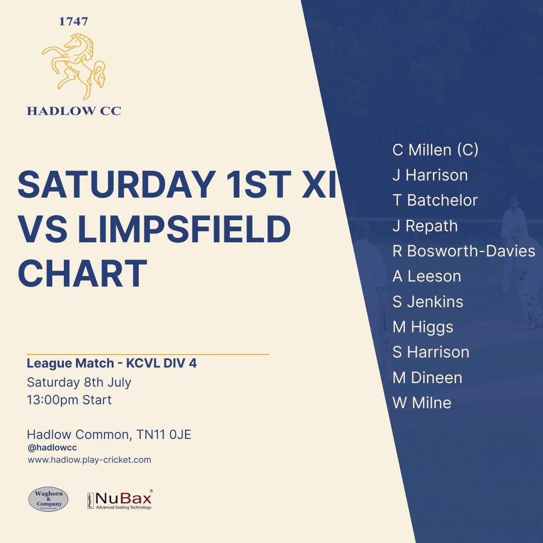 hadlowcc's tweet photo. It’s game day hoping the weather holds off ☔️ just the 2 fixtures this weekend the 1’s host @ChartCricket 2’s while our Sunday side welcome @LintonParkCC to the hadlow common, good luck to all involved https://t.co/9DK2932wWb