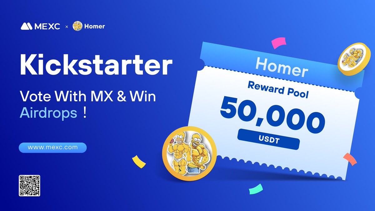 MEXC's tweet photo. The @HomerSimpson_HS Kickstarter is coming to @MEXC_Official!
🗳️Vote with $MX to support the #SIMPSON3 listing and share 50,000 $USDT airdrops
⏰Voting period: 10:00 Jul 8- 09:50 Jul 9 (UTC)
📈Trading: 12:00 Jul 9 (UTC)
Details: https://t.co/hNRLXdITu2 https://t.co/bhZt32AlJV