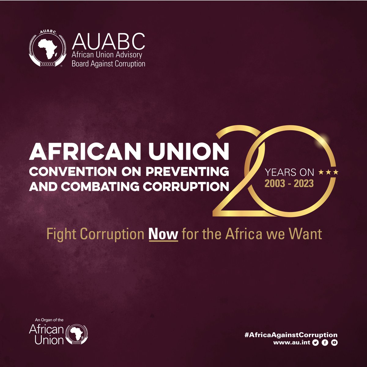 AUABC_'s tweet photo. Africa's liberation from corruption starts with you and me. Dont keep quiet; say it. Lets all rise up together in #AfricaAgainstCorruption https://t.co/KHVHNvuJVw