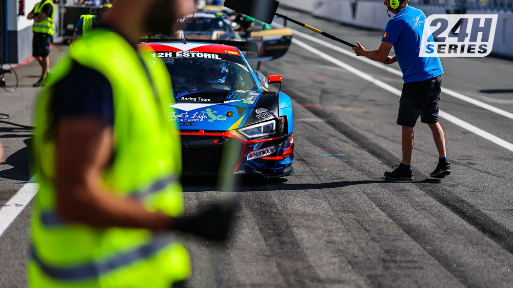 24HSERIES's tweet photo. #24HSERIES | Back to green, and an update from #HaasRT (21), which is replacing the left rear hub on the Audi R8. 

Could this be the after-effects of contact yesterday with #PCRSport? (418)

#12HESTORIL #ThisIsEndurance https://t.co/G25534iiE1
