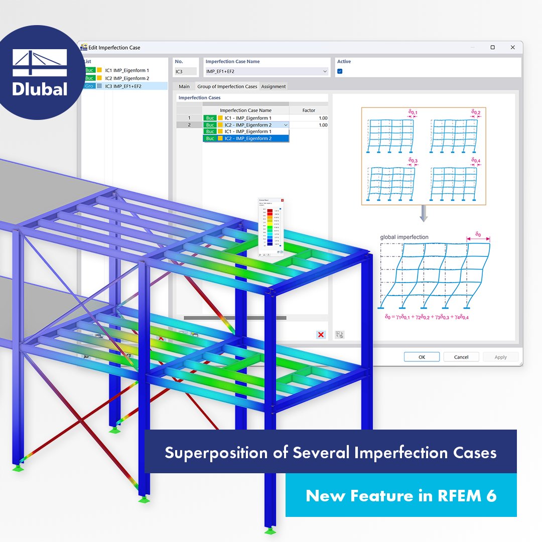 dlubal_en's tweet photo. New Feature in RFEM 6 and RSTAB 9 | Superposition of Multiple Geometric Imperfection Cases
https://t.co/l9jdFxG8yU
#Feature #RFEM6 #RSTAB9 #AddOn #NewCustomerVersion #Upgrade #StructuralDesigner #StructuralEngineer #StructuralAnalysisSoftware #BIM https://t.co/vj2eqTrFVH